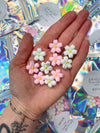 Cherry Blossom Flower Cabochons (Pink & White Mix) - Packs of 10