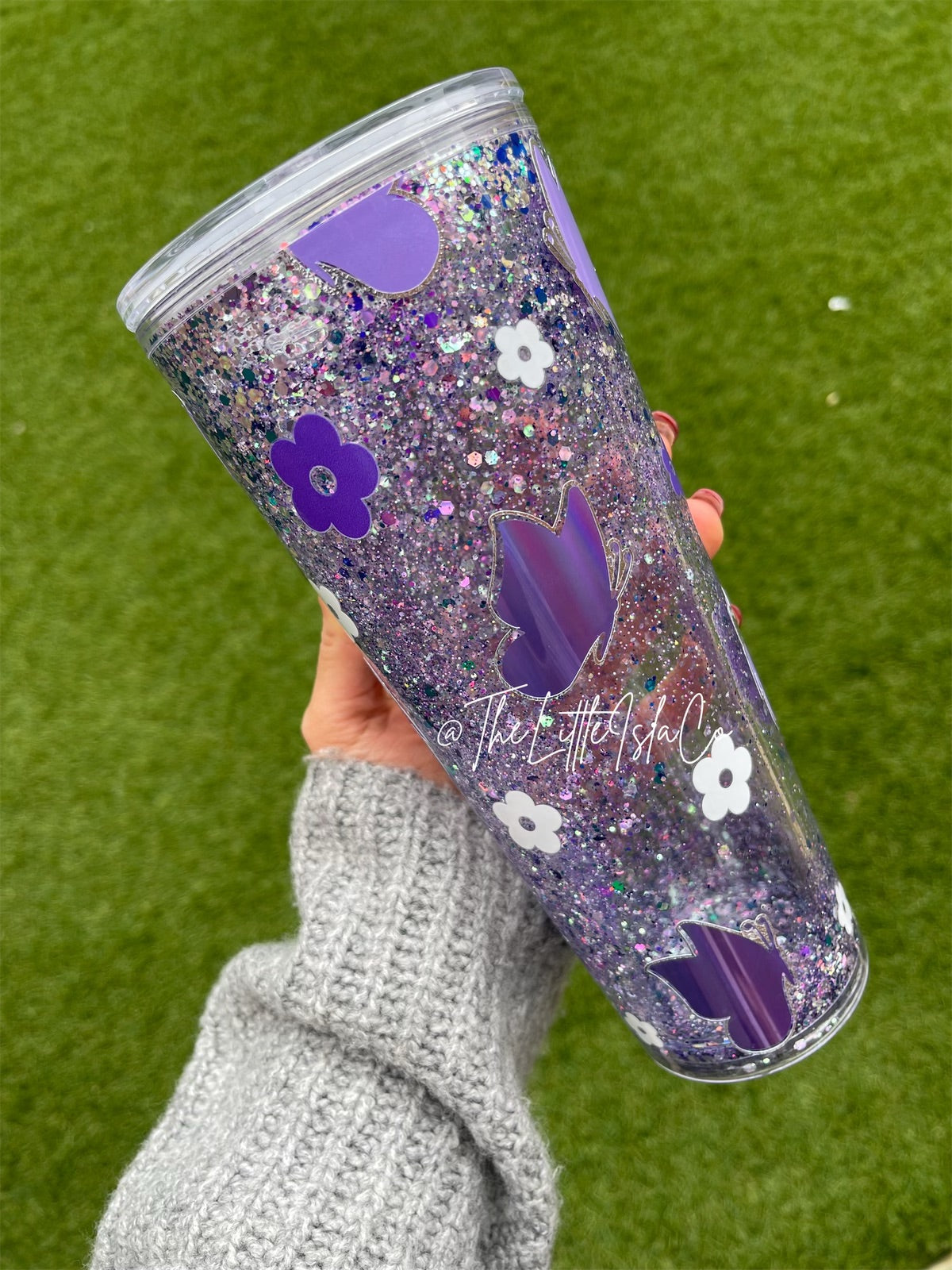 Lilac Butterflies Snowglobe Tumbler