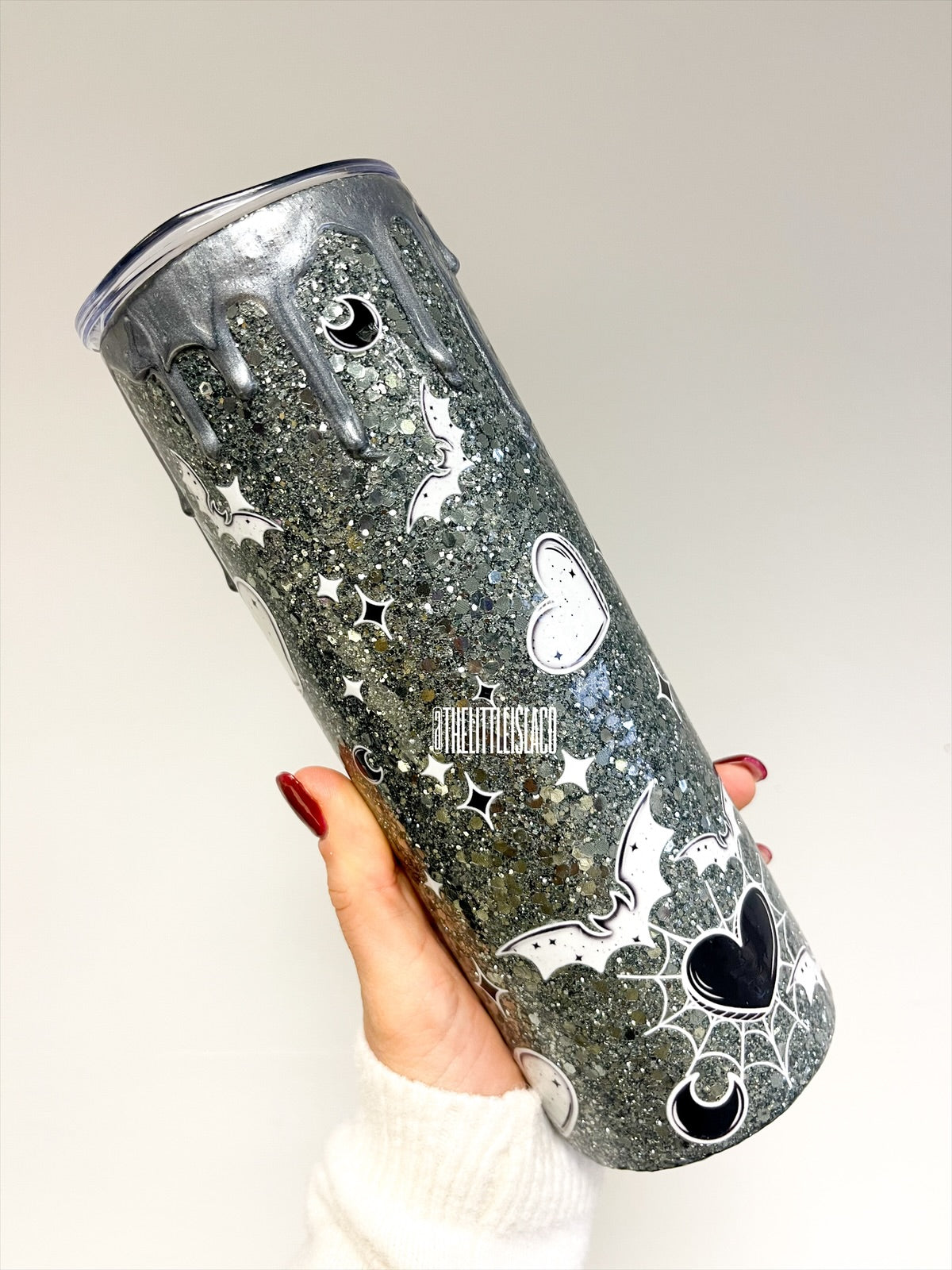 Smoke Show Bat Hearts Glitter Stainless Steel Tumbler