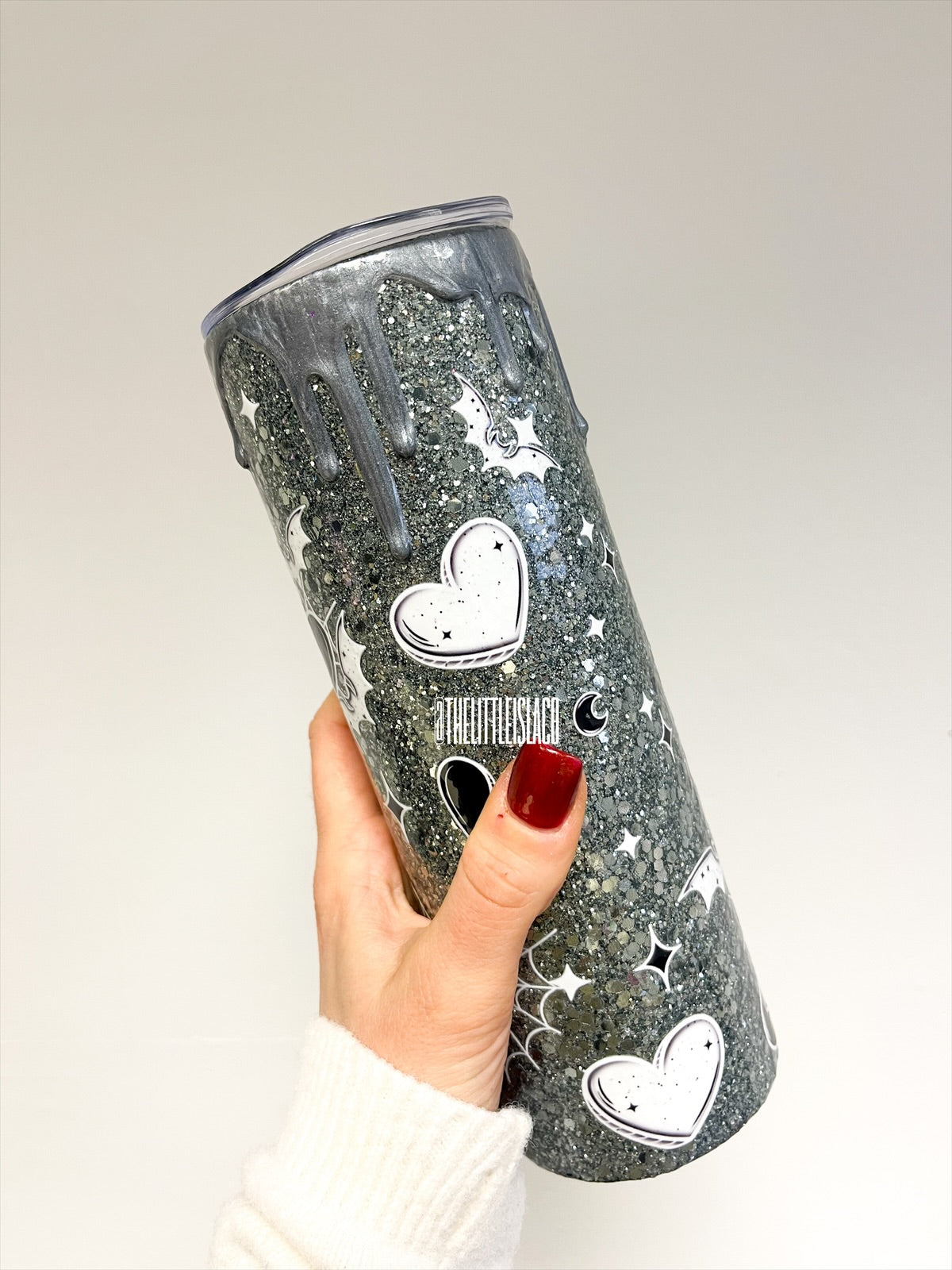 Smoke Show Bat Hearts Glitter Stainless Steel Tumbler