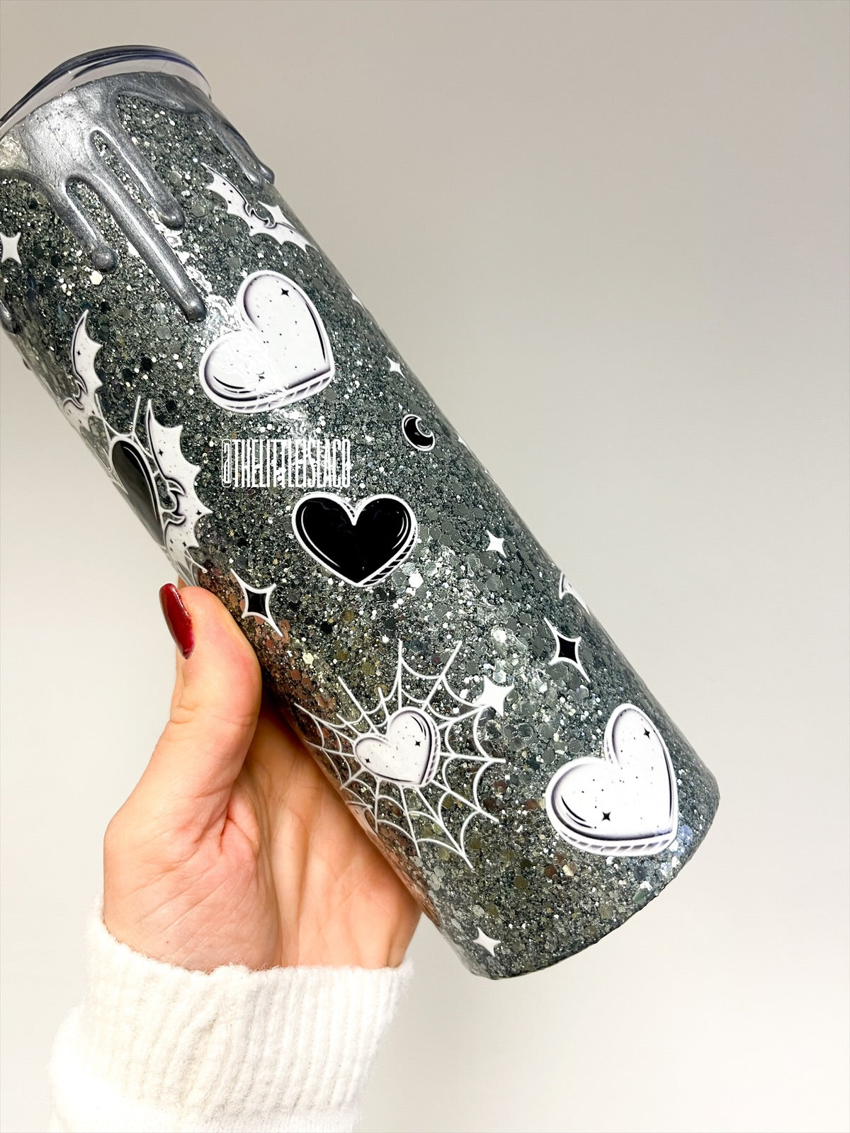 Smoke Show Bat Hearts Glitter Stainless Steel Tumbler