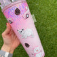 Pink Winter Snowglobe Tumbler with Ice Lid