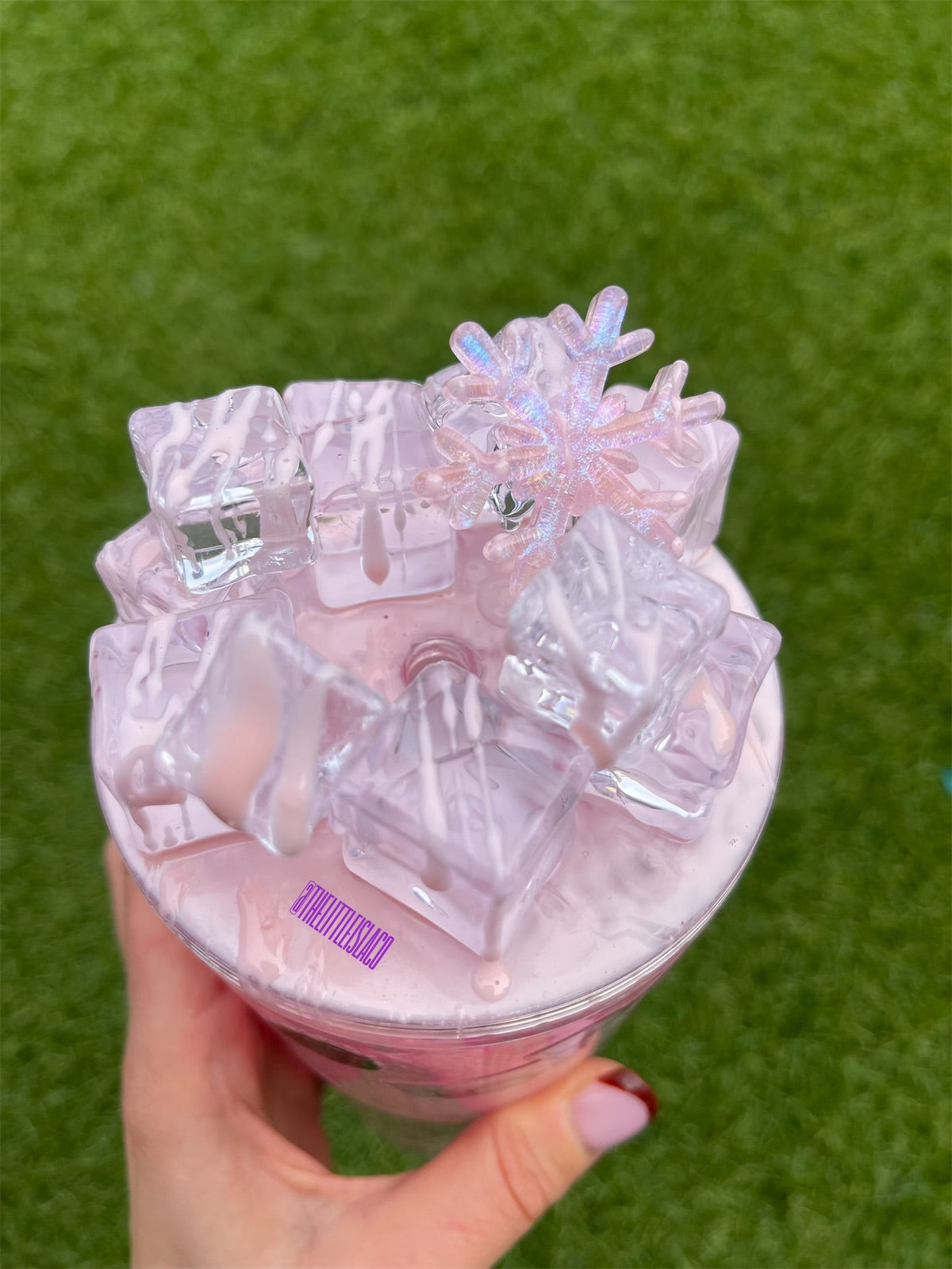 Pink Winter Snowglobe Tumbler with Ice Lid