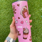 Pink Gingerbread Glitter Stainless Steel Tumbler