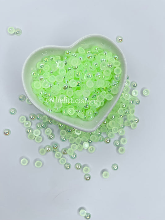 Bubble Tear Flatback Pearls - Green