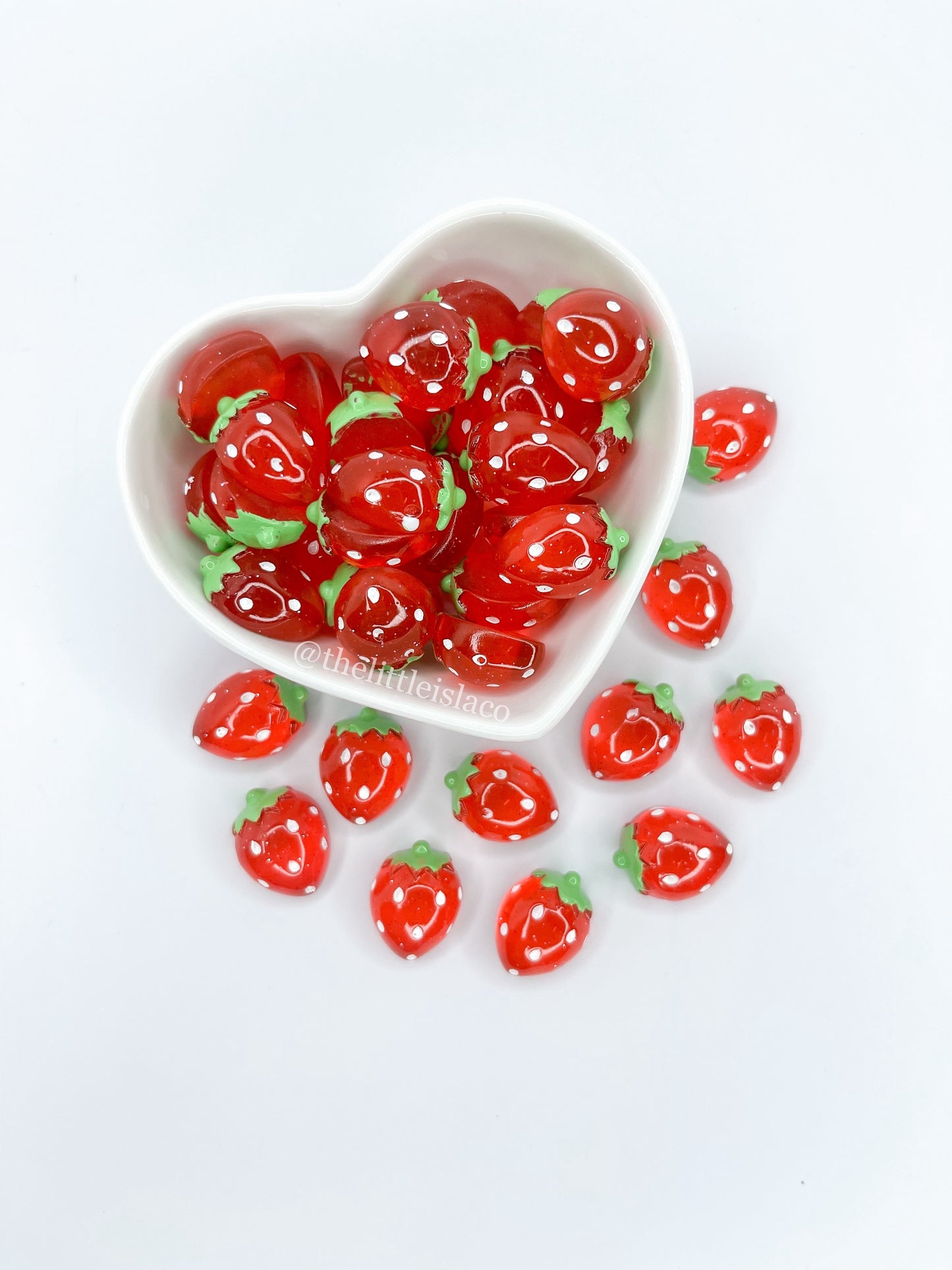 Sparkly Strawberry Cabachons - Packs of 10