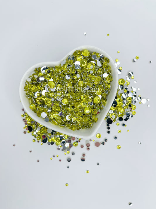 Lemon Yellow Rhinestone Scatter Mix, 2oz/56g