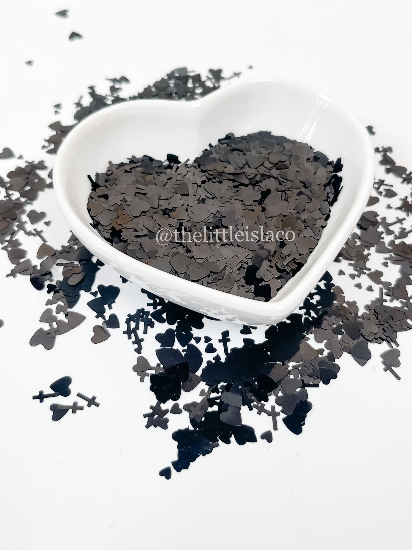 Black Hearts & Crosses Glitter Shapes - 1oz/28g Pack