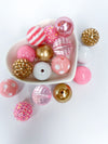 Baby Pink/White/Gold Bead Mix - 25pcs