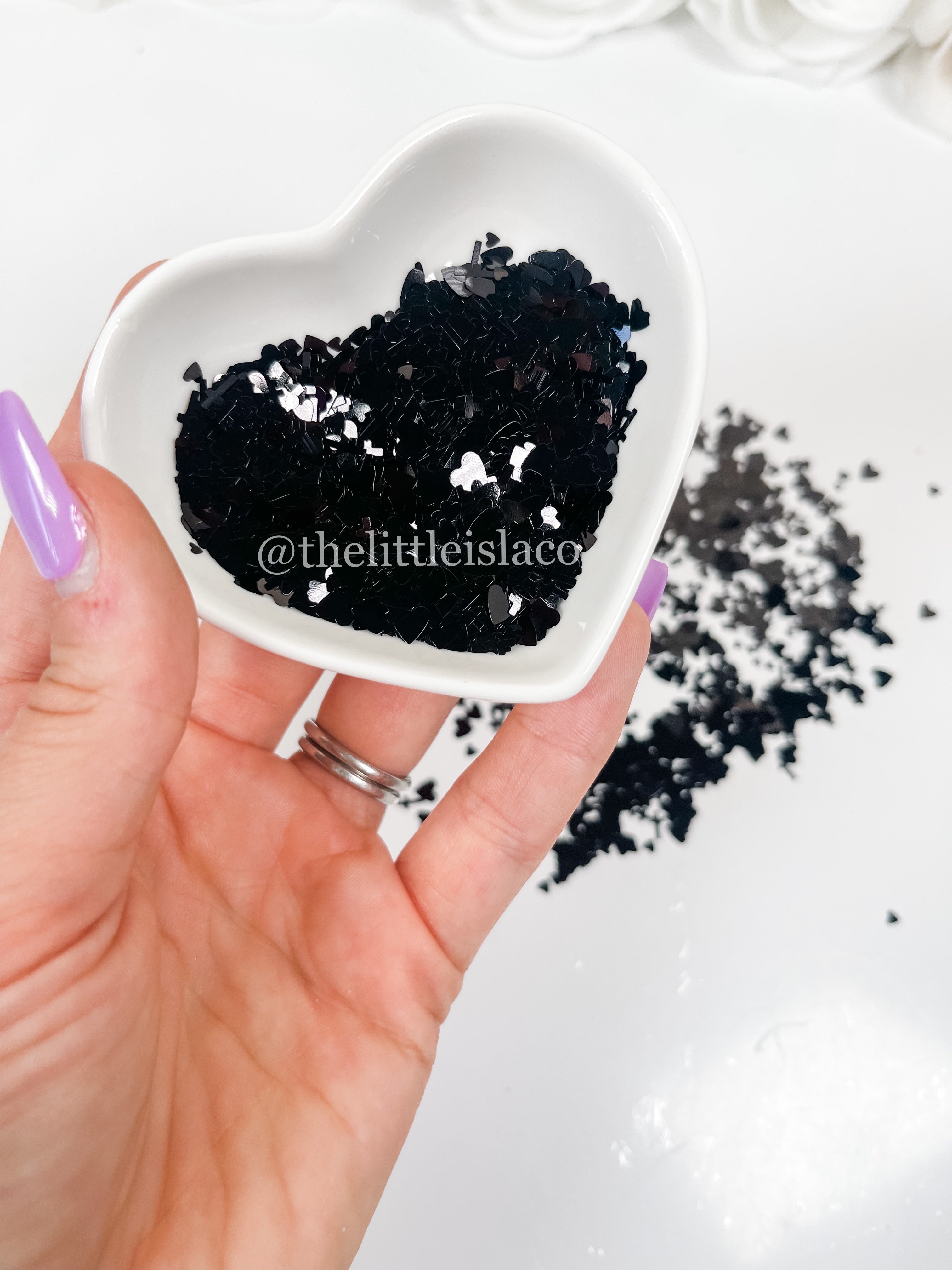 Black Hearts & Crosses Glitter Shapes - 1oz/28g Pack