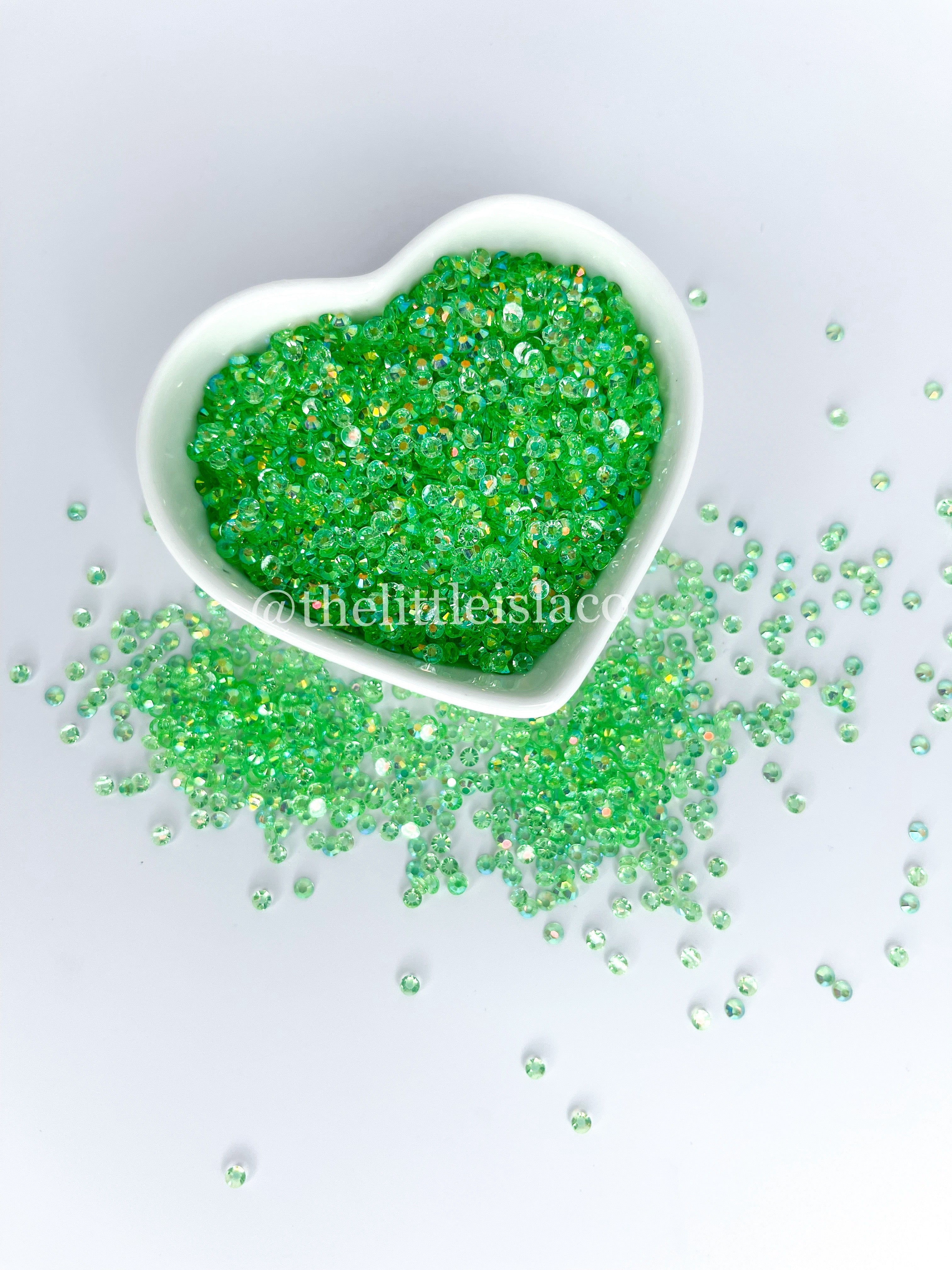 3mm Grass Green Transparent AB Rhinestones, 3mm Rhinestones for filling tumblers, 100g