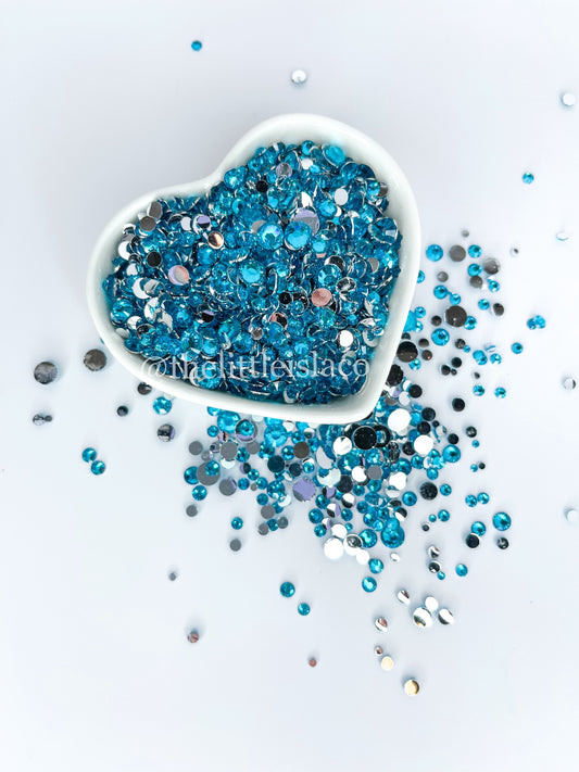 Turquoise Blue Rhinestone Scatter Mix, 2oz/56g
