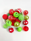 Red/White/Green 'Grumpy Green Character' Bead Mix - 25pcs